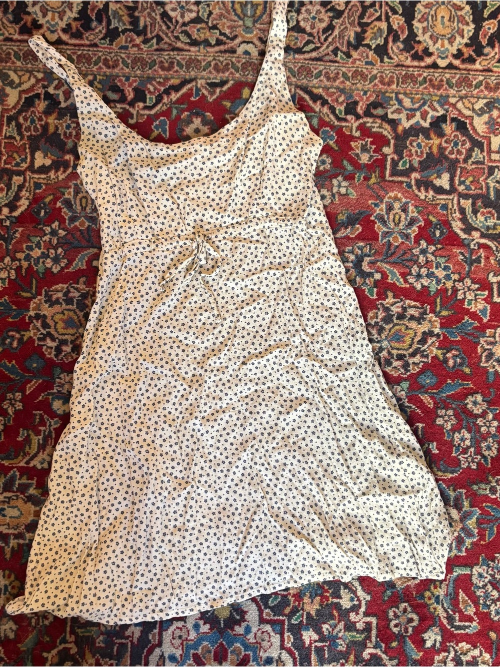 Brandy Melville Cream Mini Dress with Blue Floral Print
